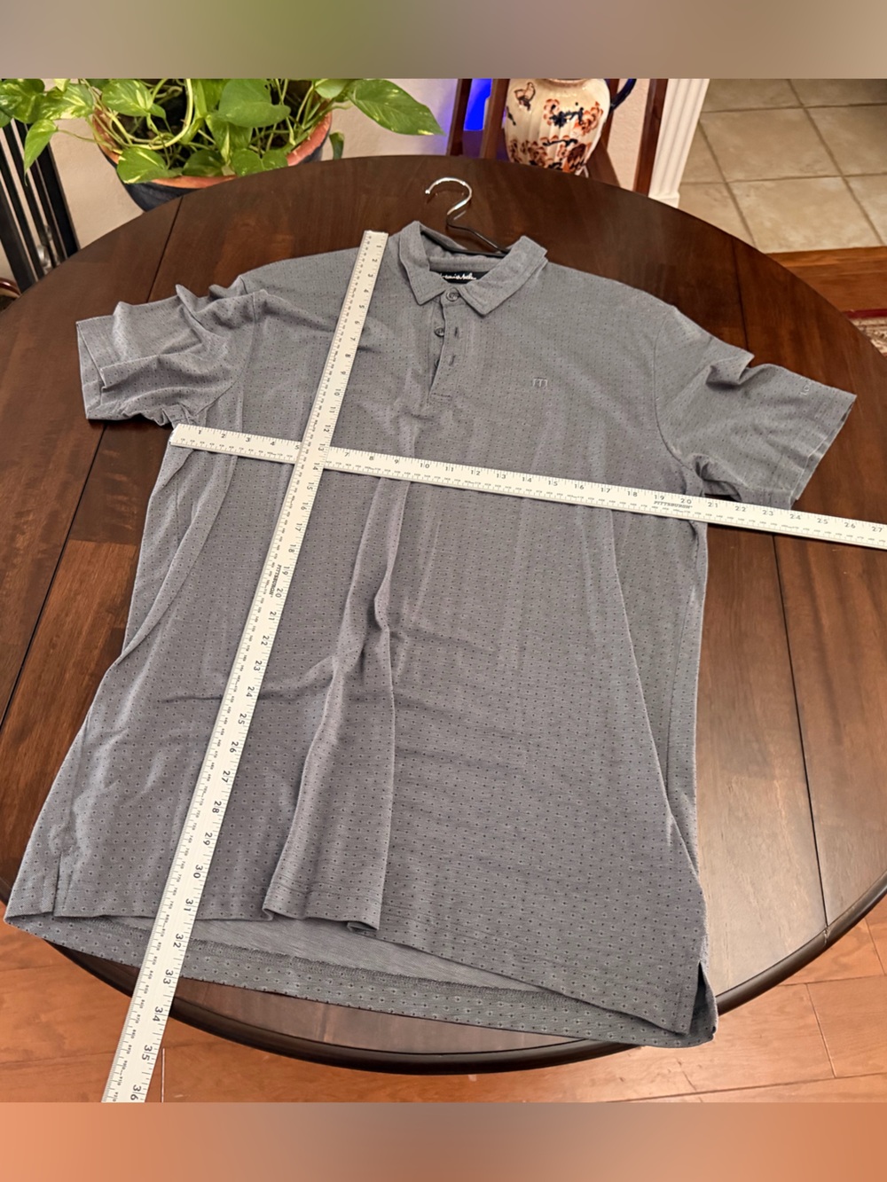 Travis Mathew Men's Gray Perforated Button-Down Polo